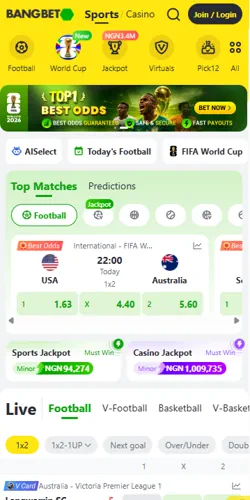 Bangbet Nigeria mobile app screenshot